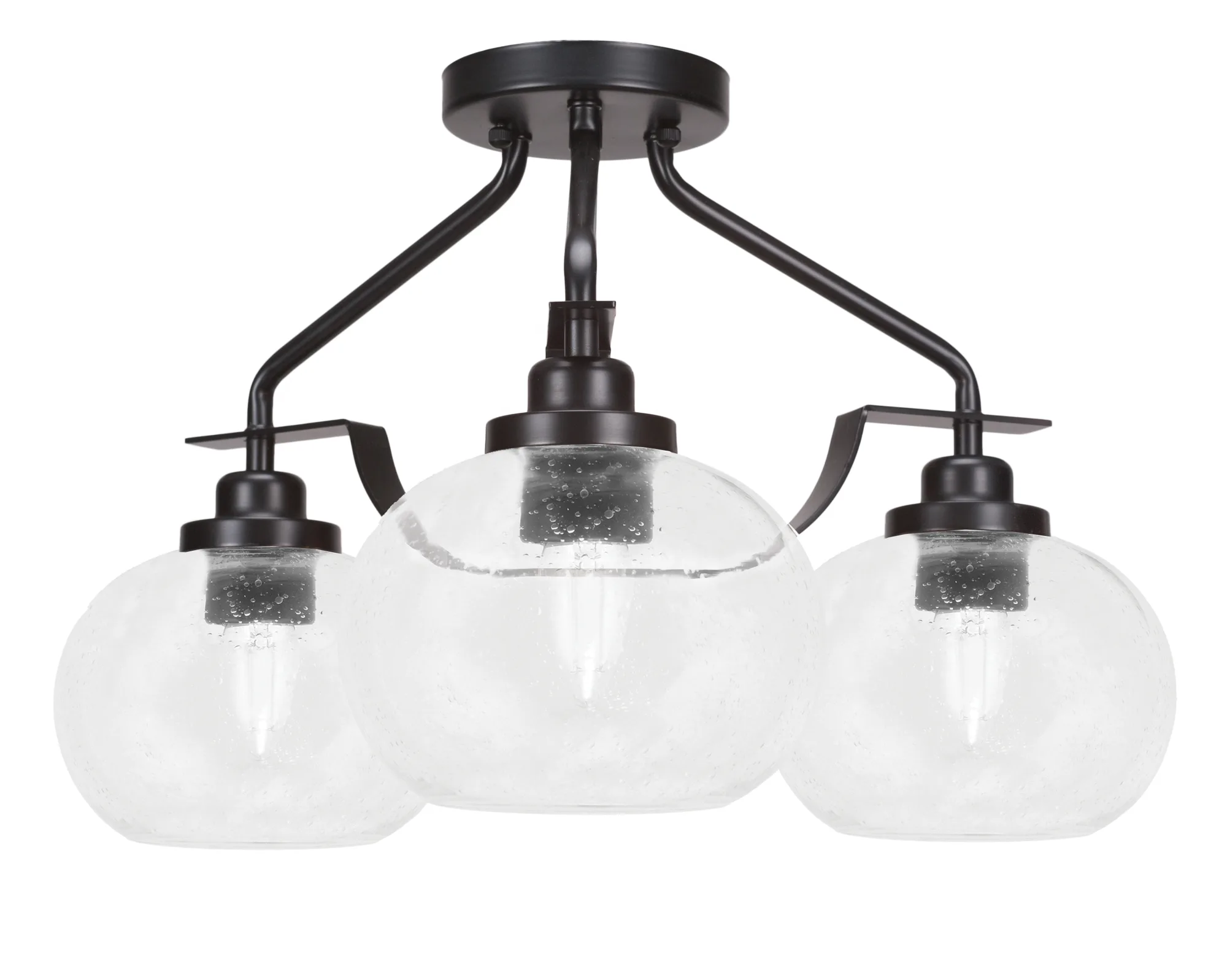 Odyssey 3-Light Semi-Flush Mount with Clear Bubble Glass