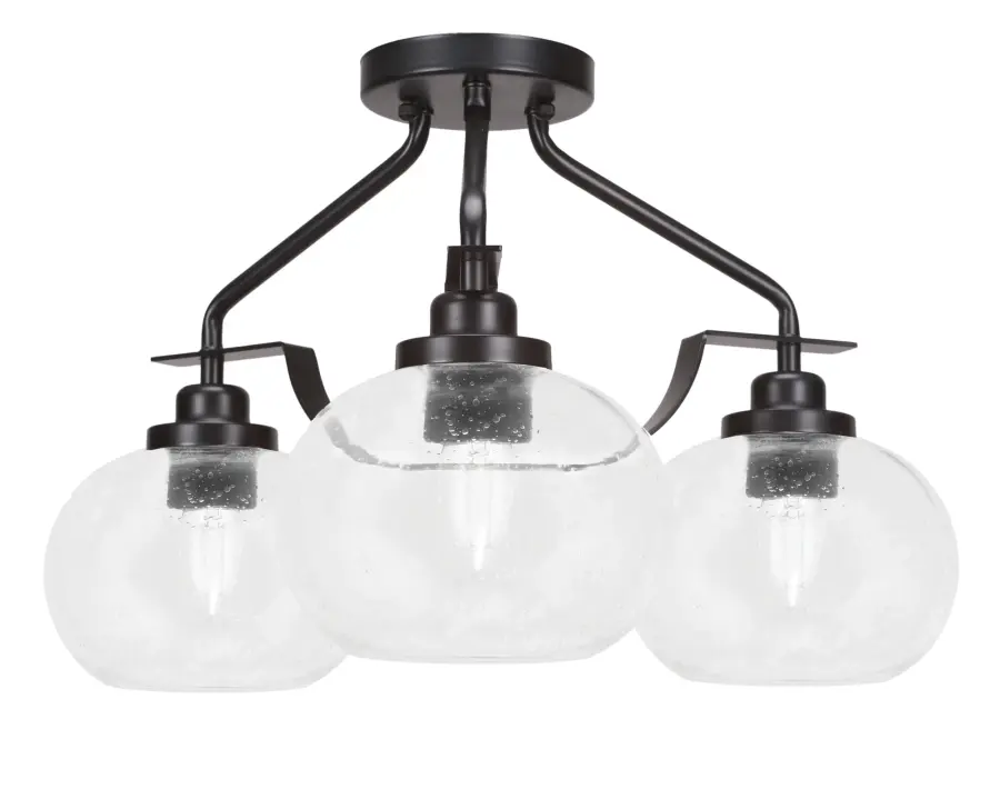 Odyssey 3-Light Semi-Flush Mount with Clear Bubble Glass - Image 1