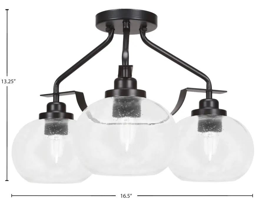 Odyssey 3-Light Semi-Flush Mount with Clear Bubble Glass - Image 2
