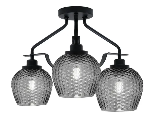 Odyssey 3-Light Semi-Flush with Smoke Textured Glass - Image 1