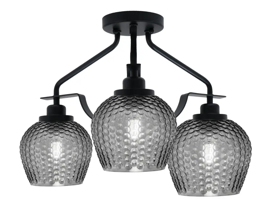 Odyssey 3-Light Semi-Flush with Smoke Textured Glass - Image 1