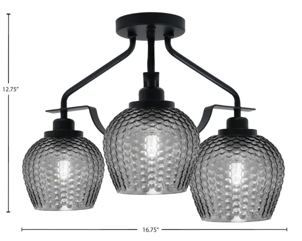 Odyssey 3-Light Semi-Flush with Smoke Textured Glass - Image 2