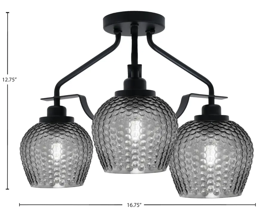 Odyssey 3-Light Semi-Flush with Smoke Textured Glass - Image 2