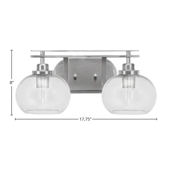 Odyssey 2-Light Bath Bar in Brushed Nickel with Clear Bubble Glass - Image 2