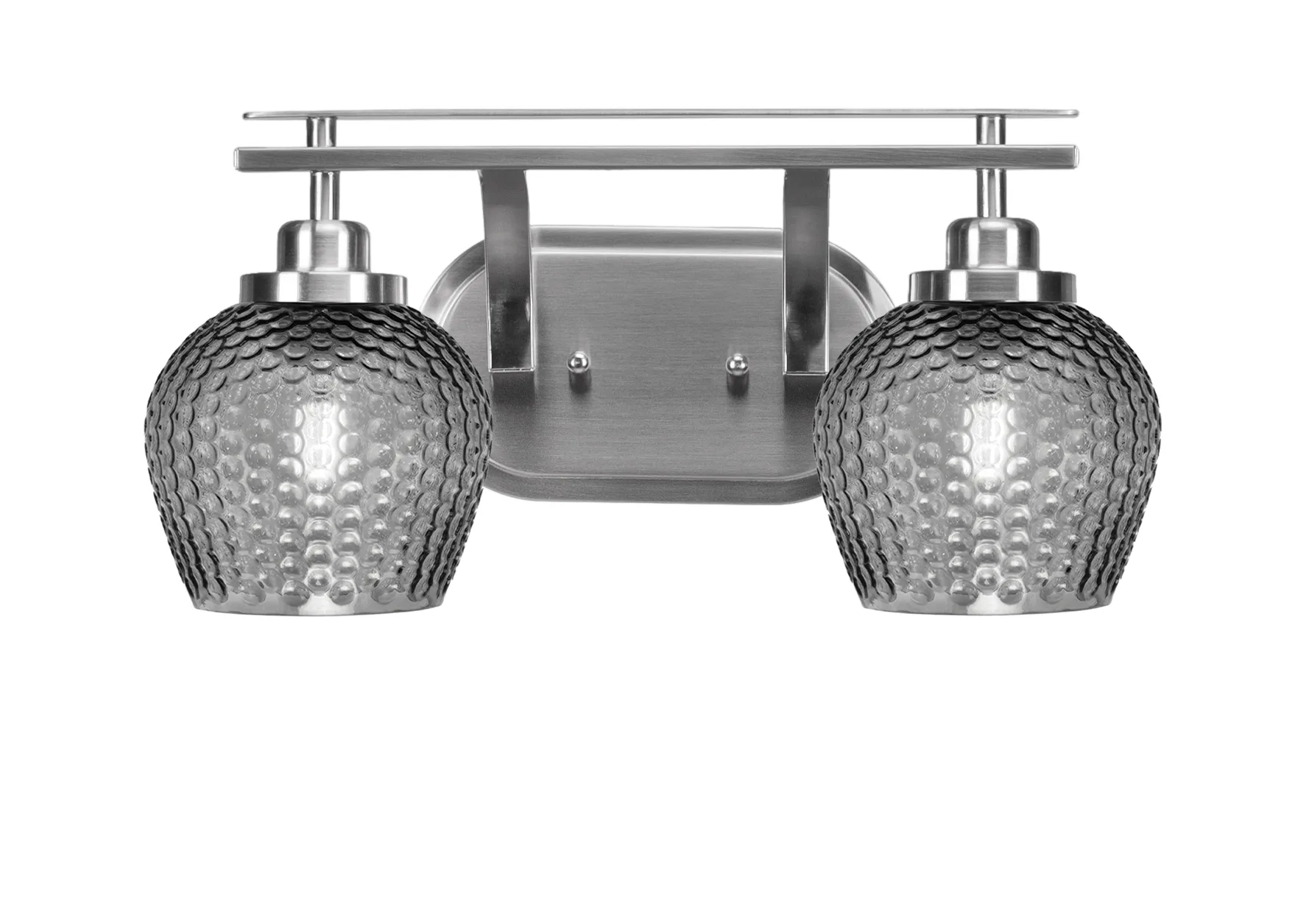 Odyssey 2-Light Bath Bar in Brushed Nickel with Smoke Glass