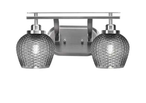 Odyssey 2-Light Bath Bar in Brushed Nickel with Smoke Glass - Image 1