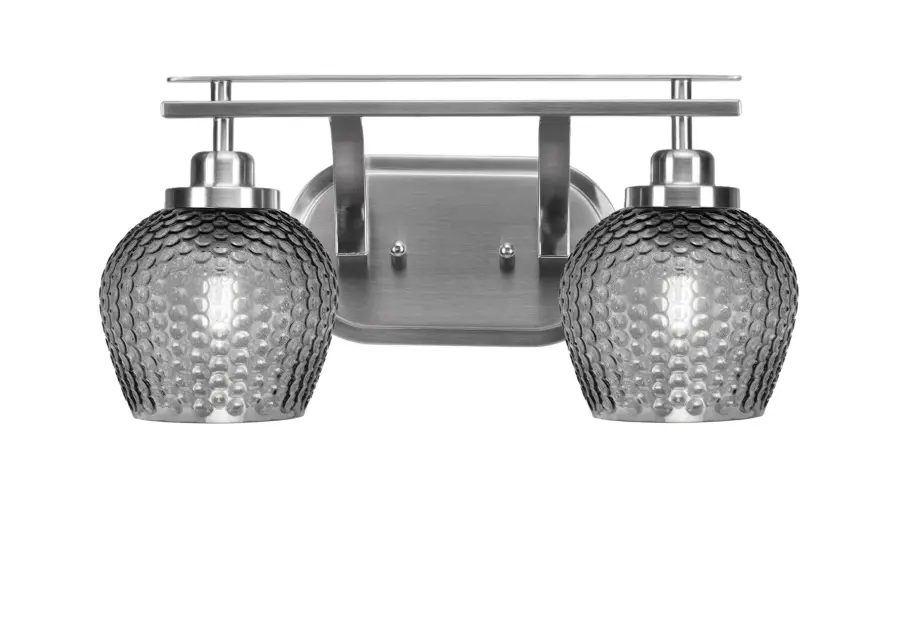 Odyssey 2-Light Bath Bar in Brushed Nickel with Smoke Glass - Image 1