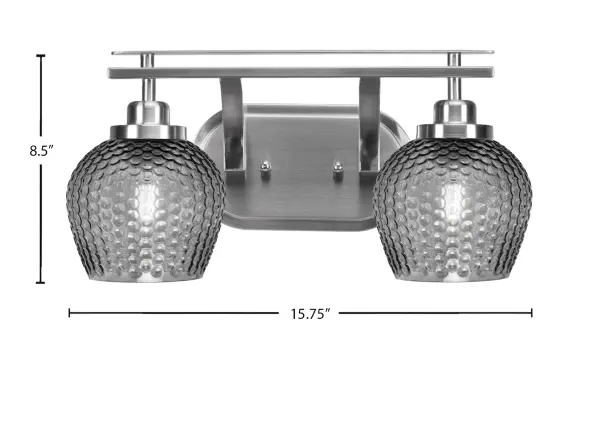Odyssey 2-Light Bath Bar in Brushed Nickel with Smoke Glass - Image 2