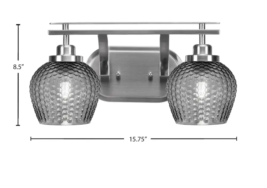 Odyssey 2-Light Bath Bar in Brushed Nickel with Smoke Glass - Image 2