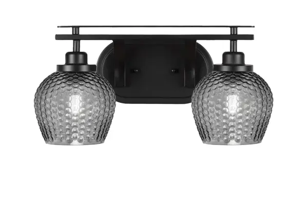 Odyssey 2-Light Bath Bar in Matte Black with Smoke Glass - Image 1