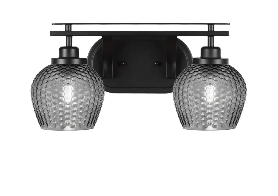 Odyssey 2-Light Bath Bar in Matte Black with Smoke Glass - Image 1