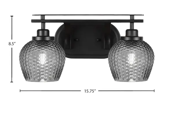 Odyssey 2-Light Bath Bar in Matte Black with Smoke Glass - Image 2