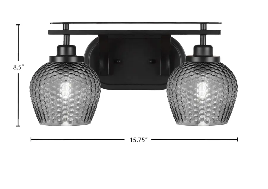 Odyssey 2-Light Bath Bar in Matte Black with Smoke Glass - Image 2