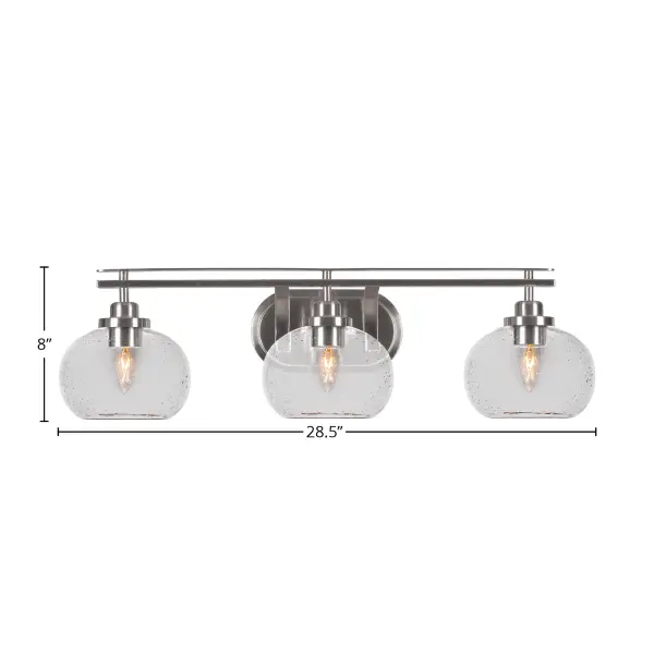 Odyssey 3 Light Bath Bar in Brushed Nickel with Clear Bubble Glass - Image 2
