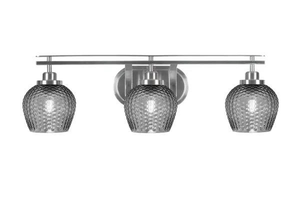 Odyssey 3-Light Bath Bar in Brushed Nickel with Smoke Textured Glass - Image 1