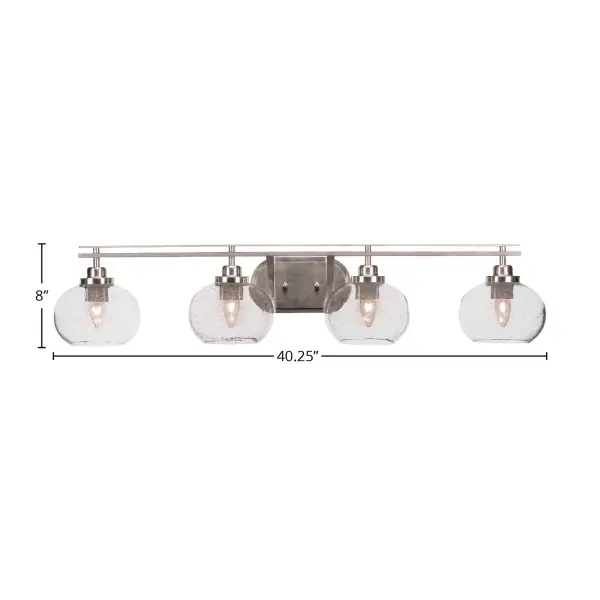 Odyssey 4 Light Bath Bar in Brushed Nickel with Clear Bubble Glass - Image 2