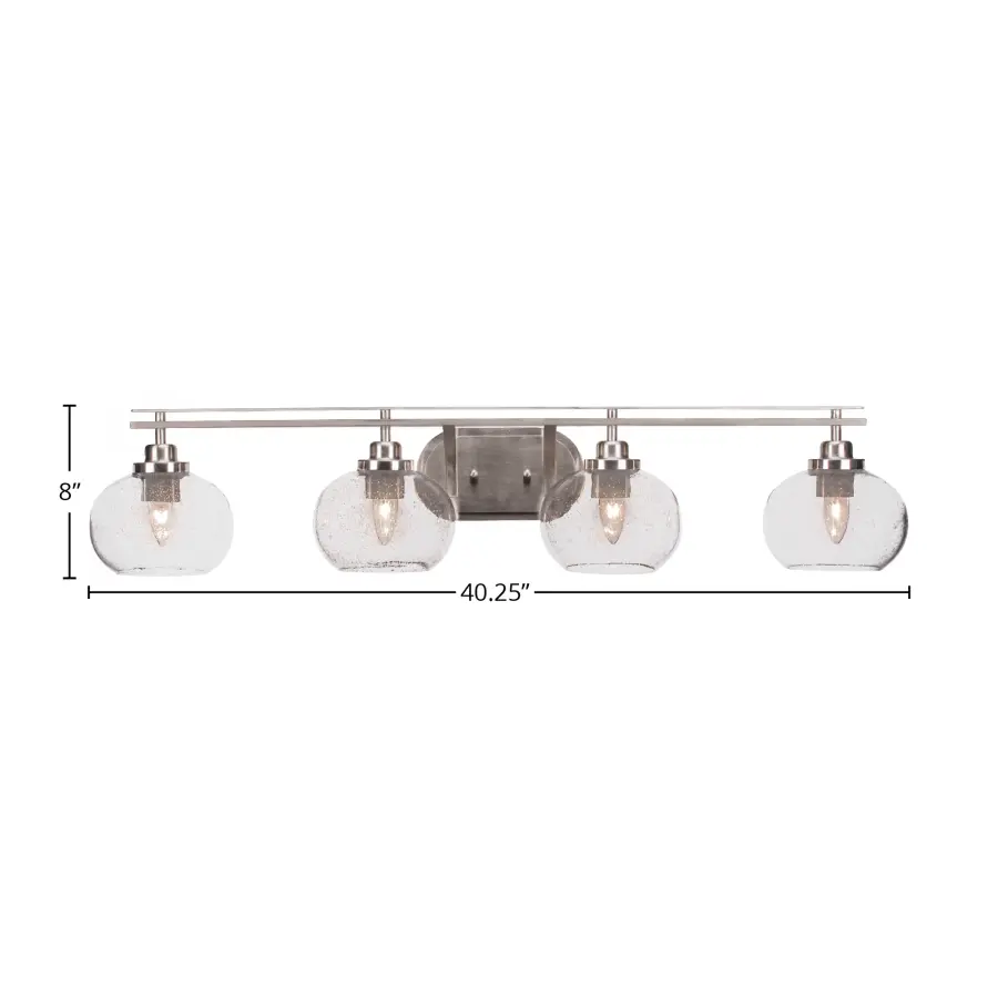 Odyssey 4 Light Bath Bar in Brushed Nickel with Clear Bubble Glass - Image 2