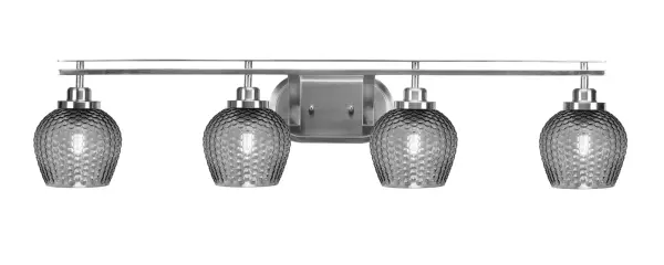 Odyssey 4 Light Bath Bar in Brushed Nickel with Smoke Textured Glass - Image 1