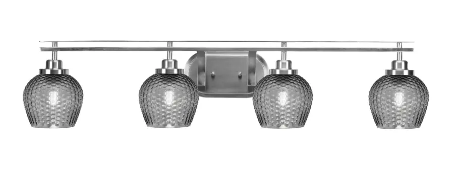 Odyssey 4 Light Bath Bar in Brushed Nickel with Smoke Textured Glass - Image 1