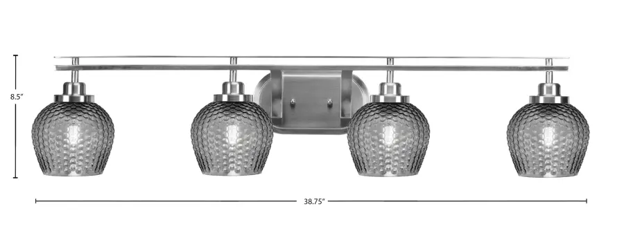 Odyssey 4 Light Bath Bar in Brushed Nickel with Smoke Textured Glass - Image 2