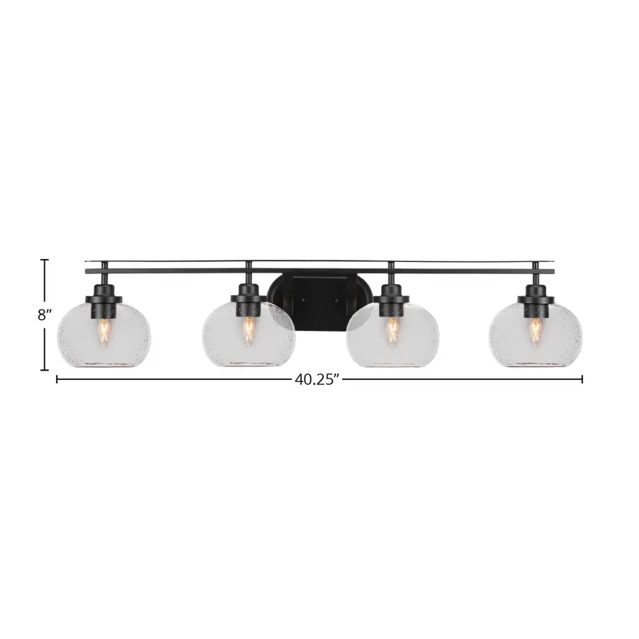 Odyssey 4 Light Bath Bar in Matte Black with Clear Bubble Glass - Image 2