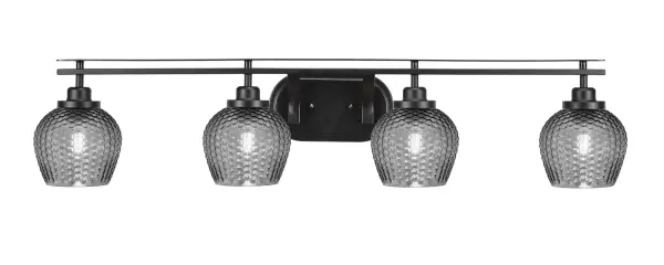 Odyssey 4-Light Bath Bar in Matte Black with Smoke Textured Glass - Image 1