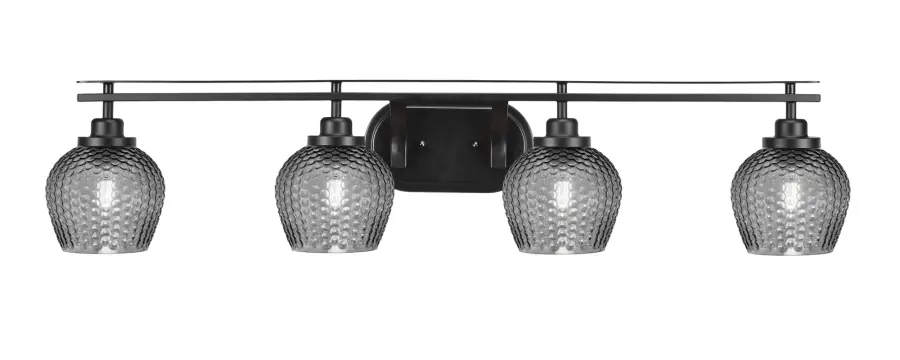 Odyssey 4-Light Bath Bar in Matte Black with Smoke Textured Glass - Image 1