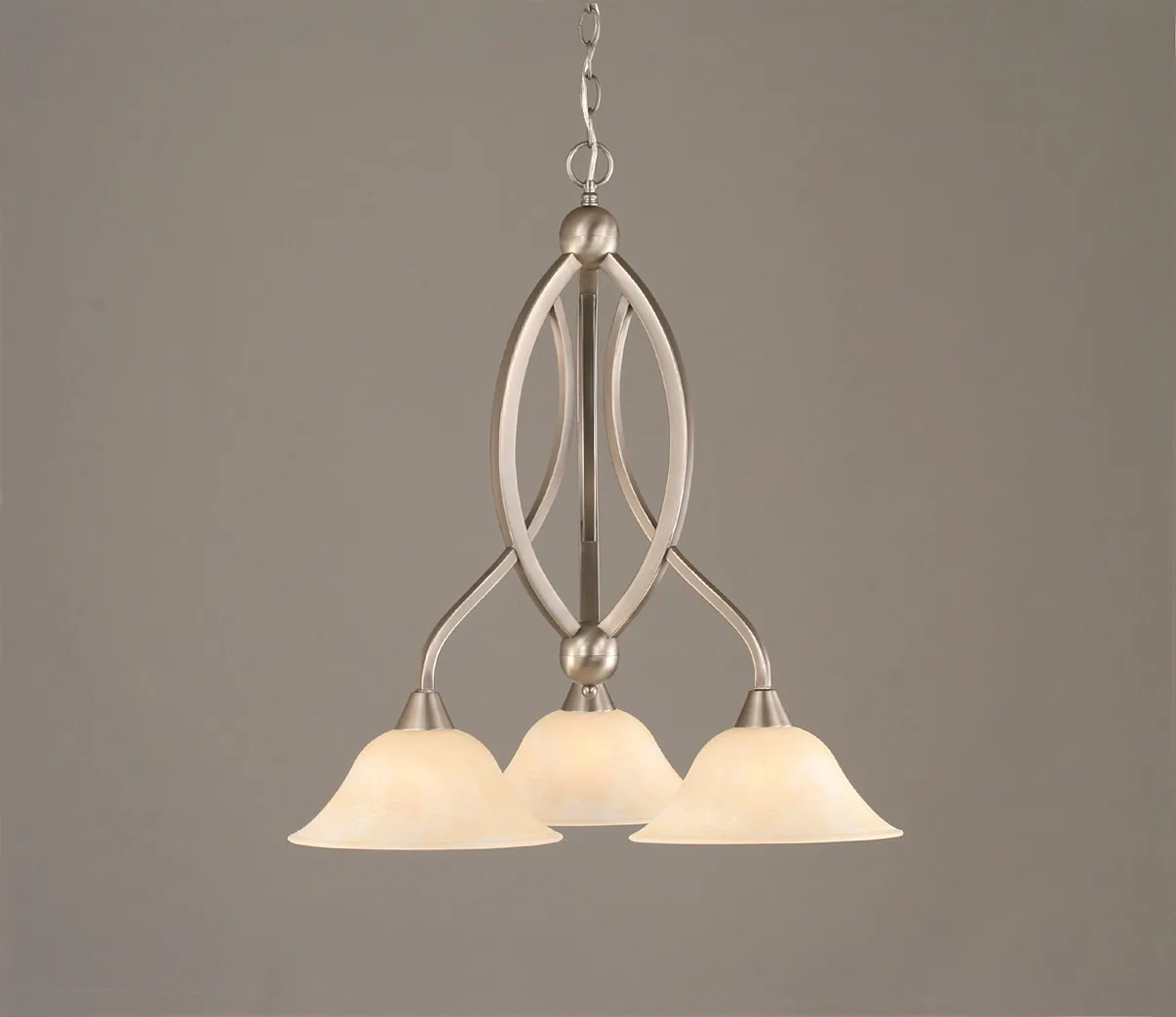 Bow Three Light Chandelier in Brushed Nickel