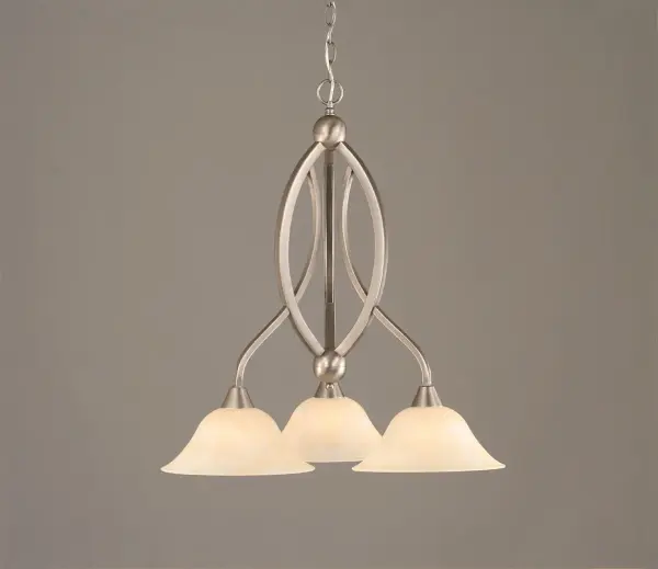 Bow 3-Light Chandelier in Brushed Nickel with Amber Marble Glass