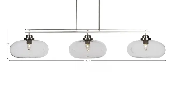Odyssey 3-Light Island Pendant in Brushed Nickel with Clear Bubble Glass - Image 2