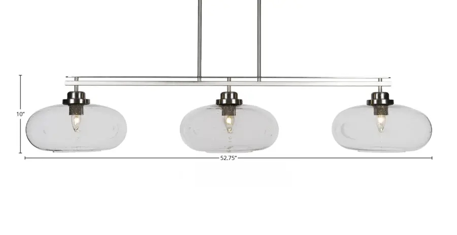 Odyssey 3-Light Island Pendant in Brushed Nickel with Clear Bubble Glass - Image 2