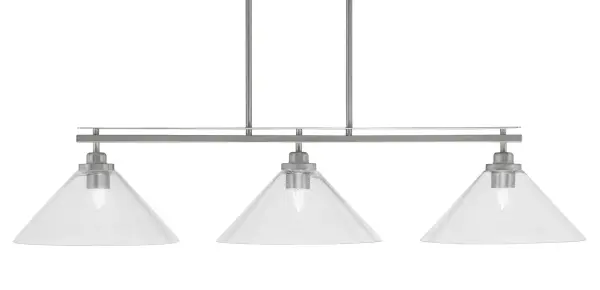 Odyssey 3-Light Island Light in Brushed Nickel with Clear Bubble Glass - Image 1