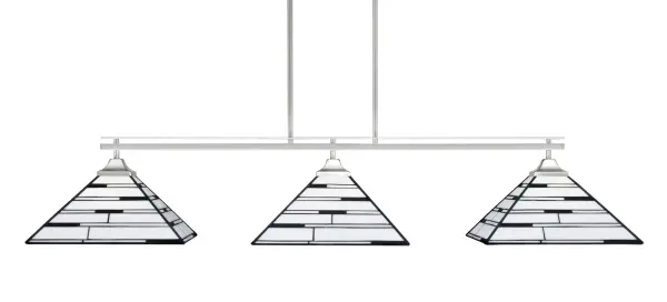 Odyssey 3-Light Island Pendant in Brushed Nickel with Pearl Ebony Art Glass - Image 1