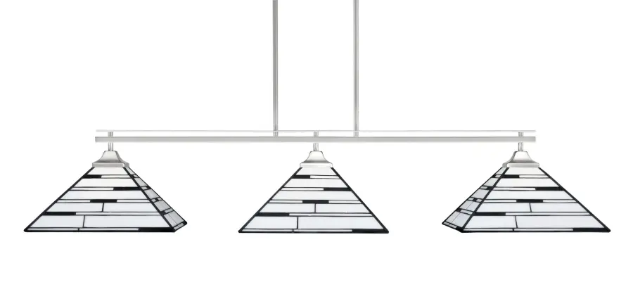 Odyssey 3-Light Island Pendant in Brushed Nickel with Pearl Ebony Art Glass - Image 1