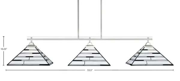 Odyssey 3-Light Island Pendant in Brushed Nickel with Pearl Ebony Art Glass - Image 2