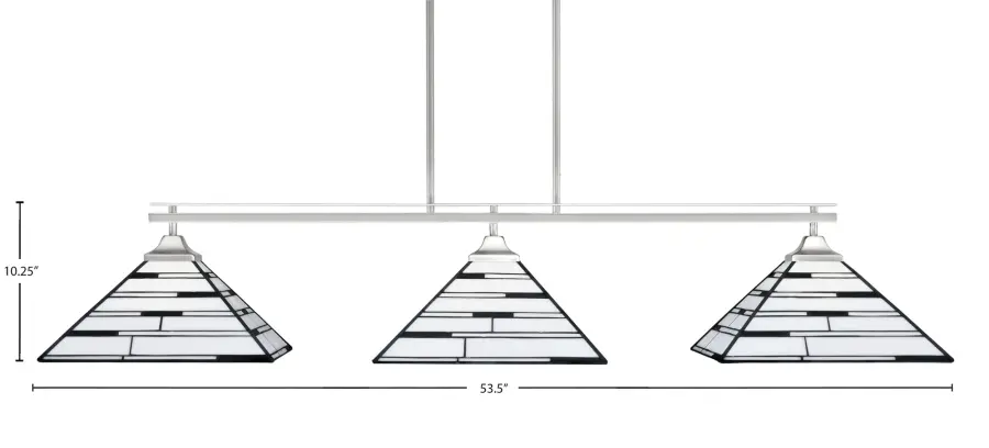 Odyssey 3-Light Island Pendant in Brushed Nickel with Pearl Ebony Art Glass - Image 2
