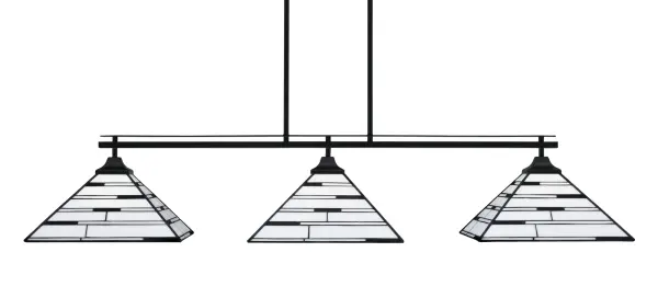 Odyssey 3-Light Island Pendant in Matte Black with Pearl Ebony Art Glass - Image 1