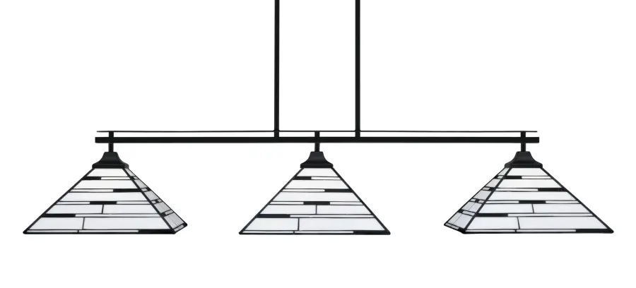 Odyssey 3-Light Island Pendant in Matte Black with Pearl Ebony Art Glass - Image 1