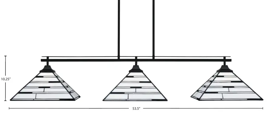 Odyssey 3-Light Island Pendant in Matte Black with Pearl Ebony Art Glass - Image 2