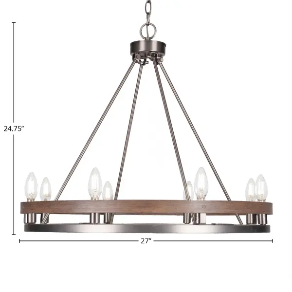 Belmont 8-Light Uplight Chandelier in Graphite & Distressed Wood - Image 2