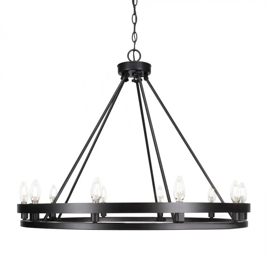 Belmont 10-Light Uplight Chandelier in Matte Black - Image 1