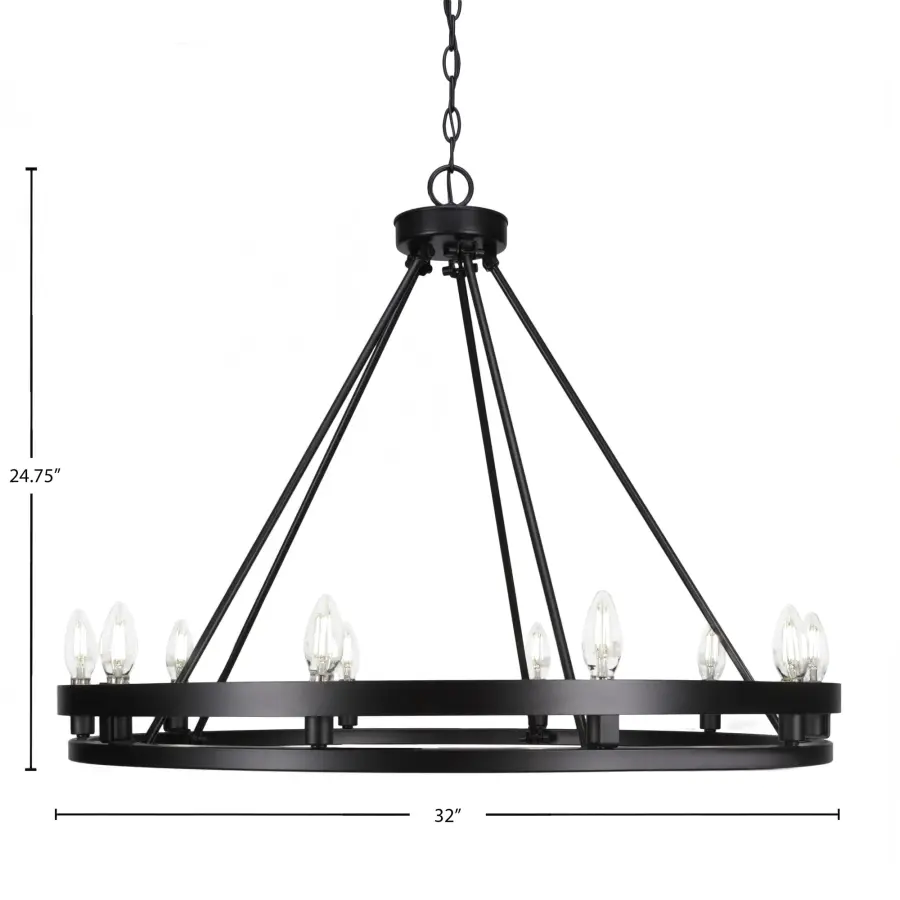 Belmont 10-Light Uplight Chandelier in Matte Black - Image 2