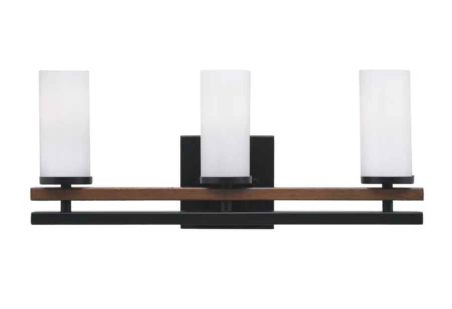 Belmont 3 Light Bath Bar in Matte Black with White Marble Glass - Image 1