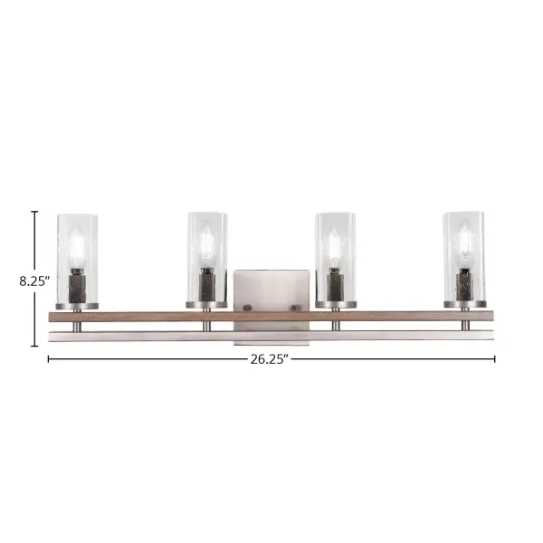 Belmont 4 Light Bath Bar in Graphite & Distressed Wood with Clear Bubble Glass - Image 2