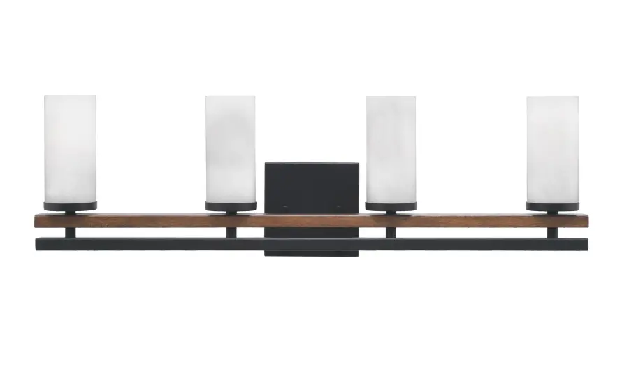 Belmont 4 Light Bath Bar in Matte Black with White Marble Glass - Image 1
