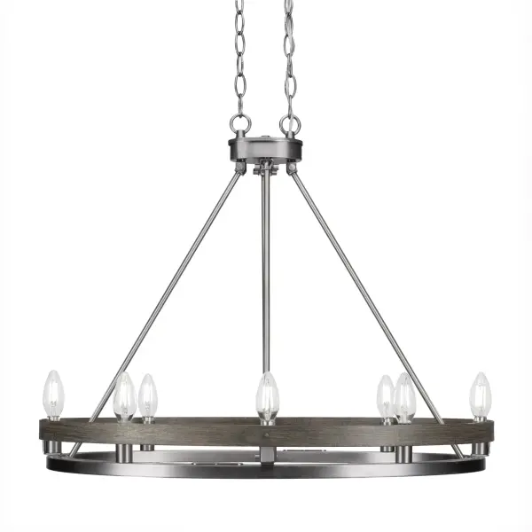 Belmont 8-Light Oval Chandelier in Graphite & Distressed Wood - Image 1