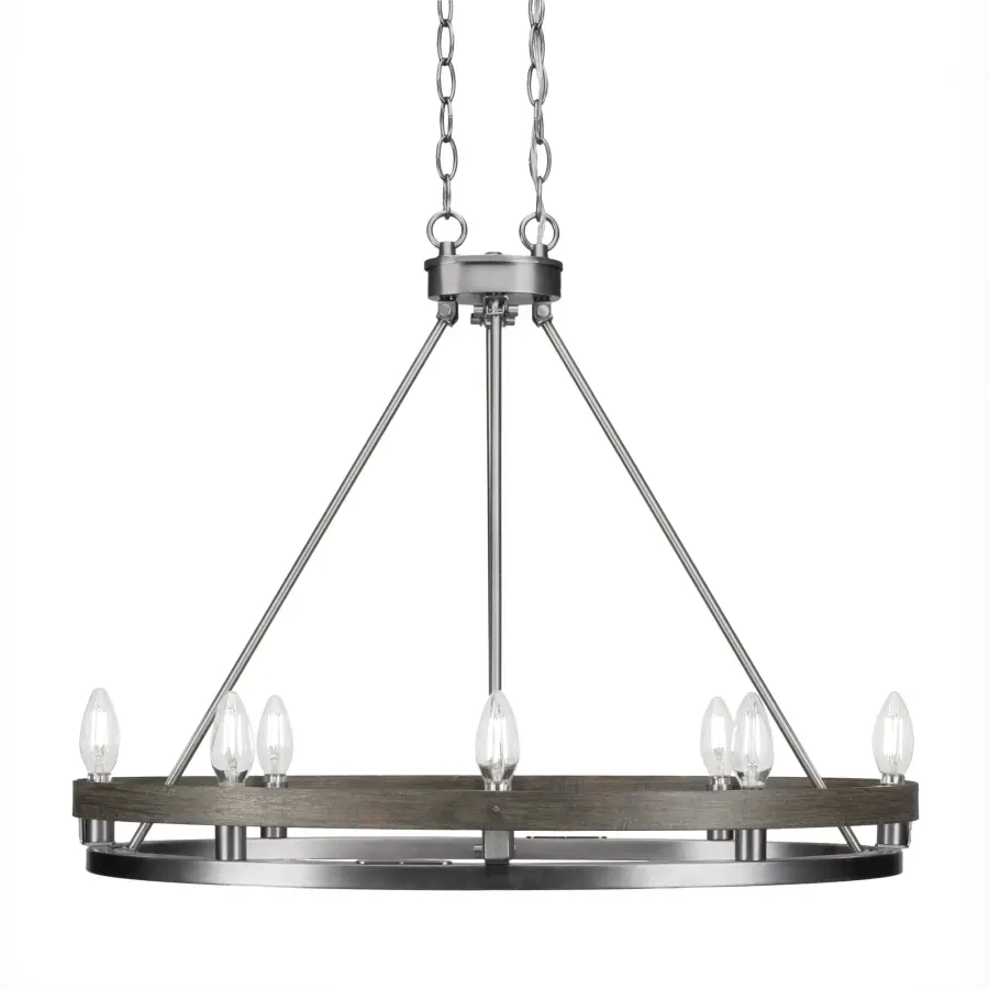 Belmont 8-Light Oval Chandelier in Graphite & Distressed Wood - Image 1