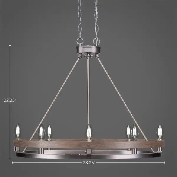 Belmont 8-Light Oval Chandelier in Graphite & Distressed Wood - Image 2