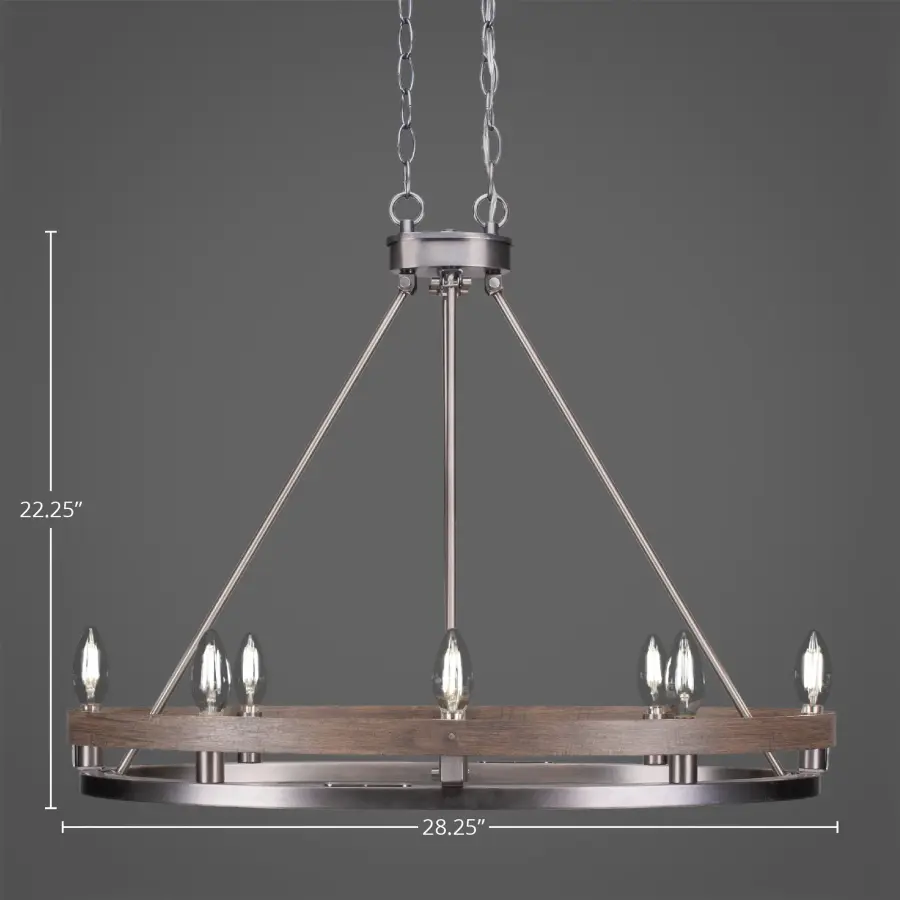 Belmont 8-Light Oval Chandelier in Graphite & Distressed Wood - Image 2