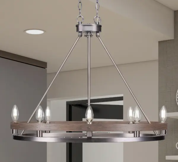 Belmont 8-Light Oval Chandelier in Graphite & Distressed Wood - Image 3